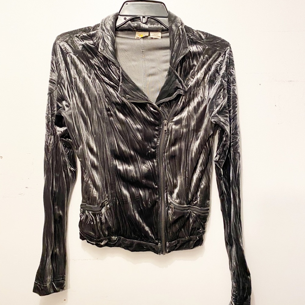 Silver Moto Crushed Velvet Jacket